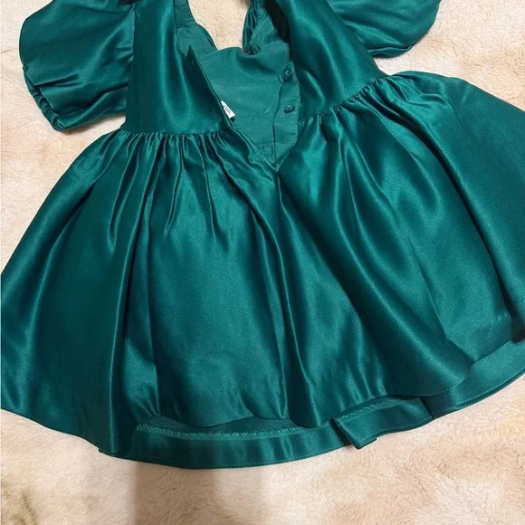 Janie and Jack Green Satin Dress